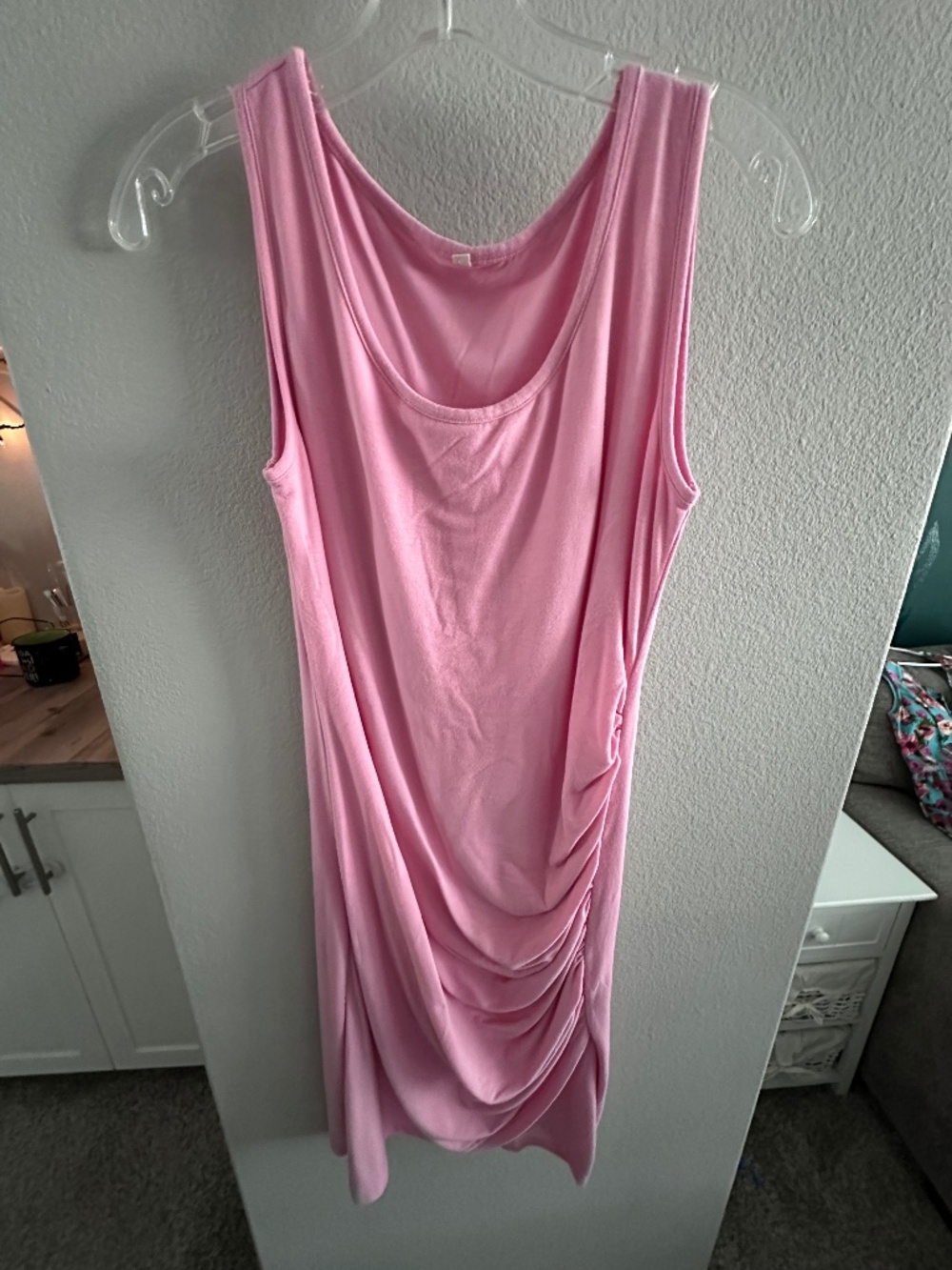 Pink Ruched Maternity Dress Medium